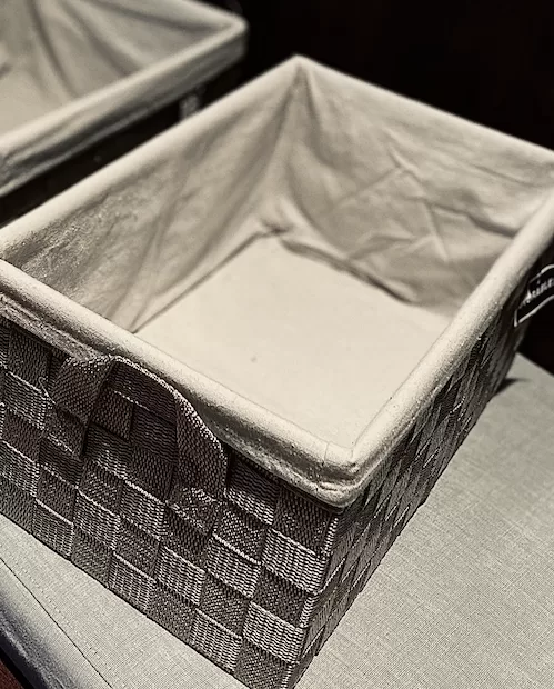 An empty rectangular bin